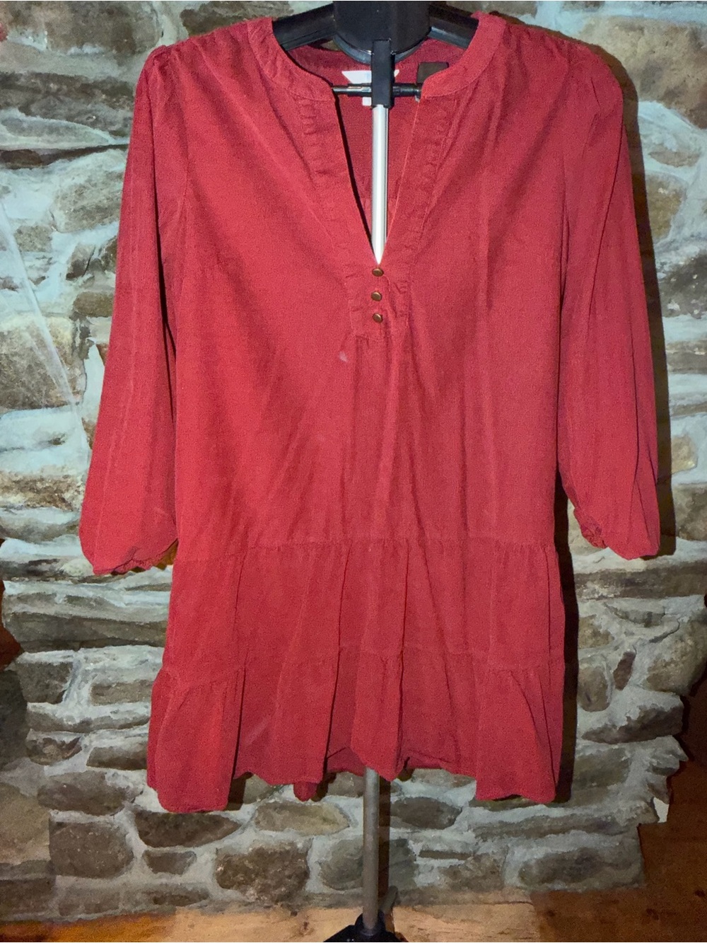 Time and Tru Rustic Red Long Sleeve Peasant Tunic
